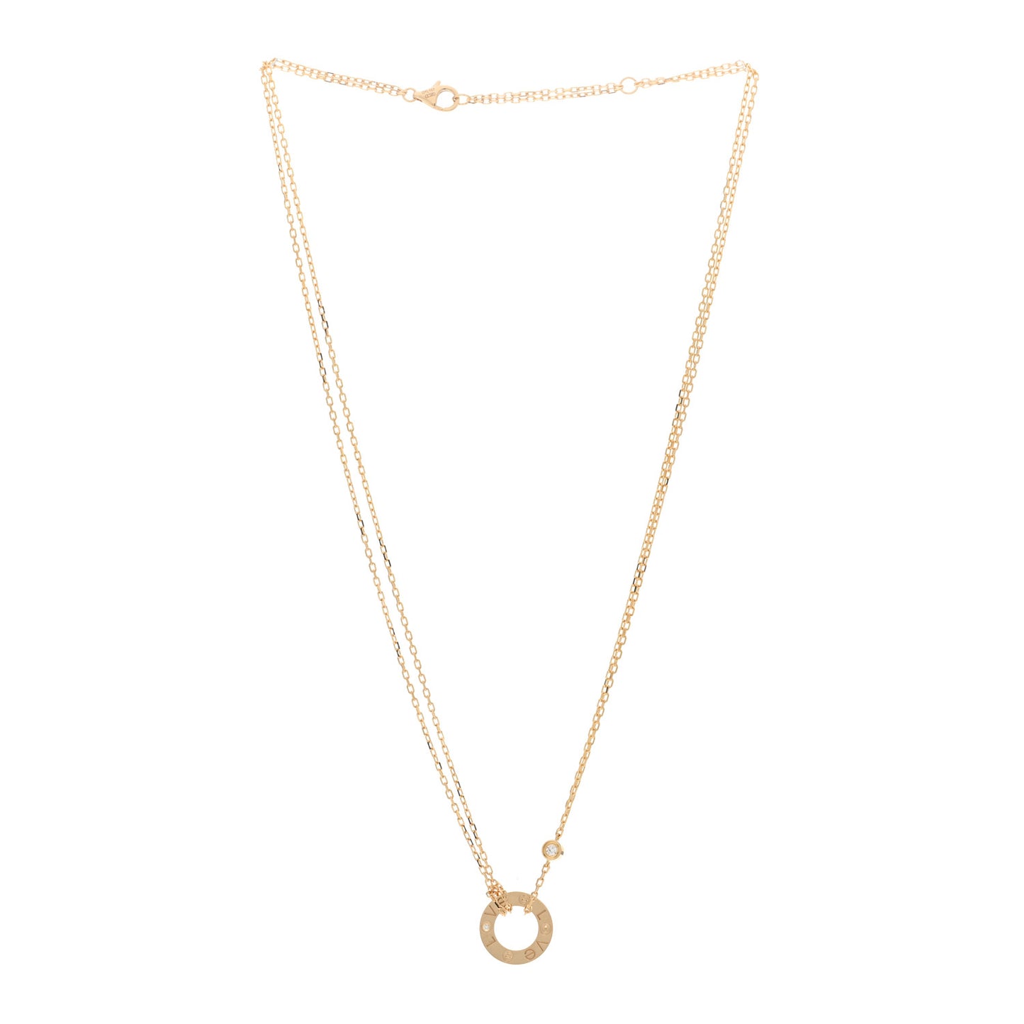 18K Yellow Gold 2 Diamond LOVE Necklace