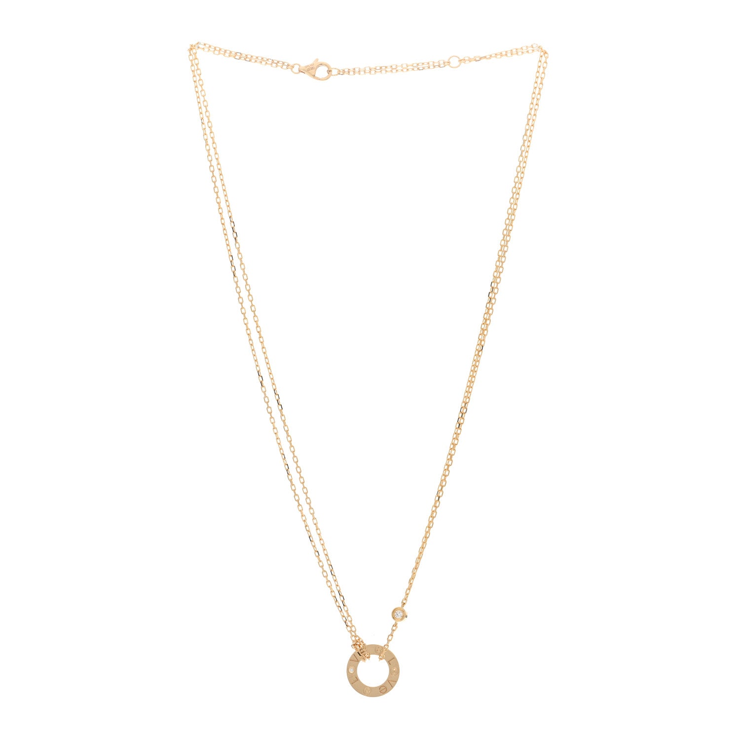 Cartier 18K Yellow Gold 2 Diamond LOVE Necklace 3 of 5