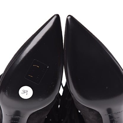 Saint Laurent Suede Fringe Charlotte Ankle Boots 39 Black 6 of 9