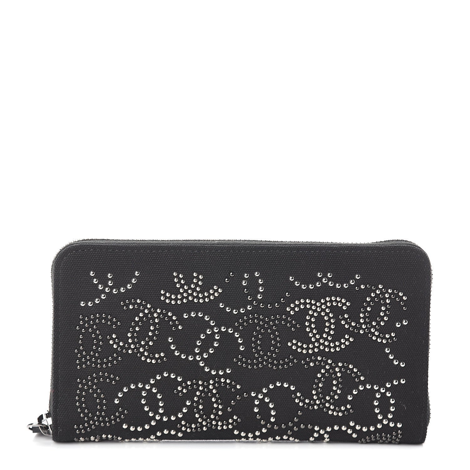 Chanel Canvas Studded CC Gusset Zip Around Wallet Black 1 of 7