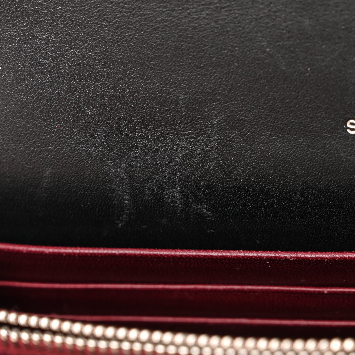 Calfskin Lizard Embossed Monogram Cassandra Chain Wallet Black