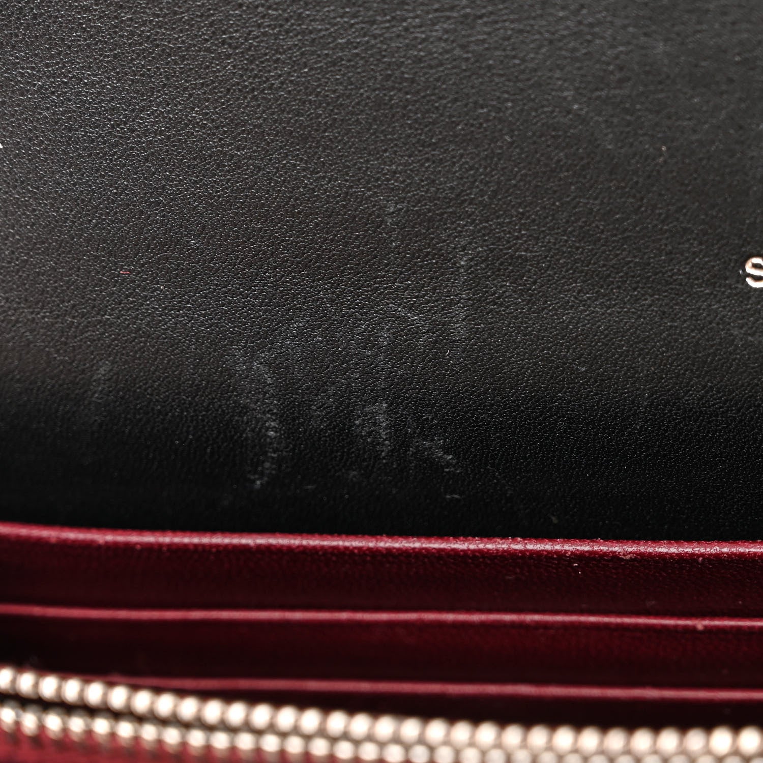 Saint Laurent Calfskin Lizard Embossed Monogram Cassandra Chain Wallet Black 11 of 13