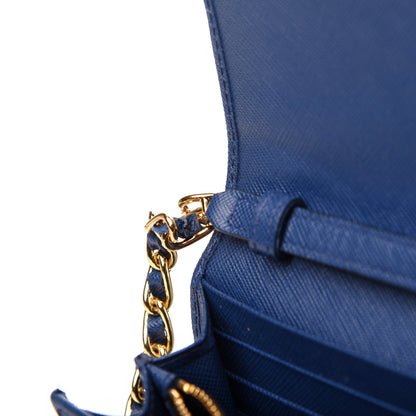 Prada Saffiano Metal Oro Chain Wallet Bleuette 7 of 11