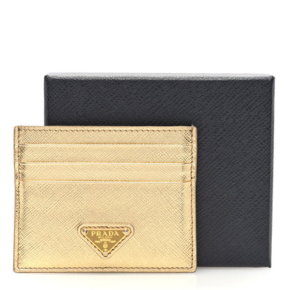 Prada Metallic Saffiano Triangle Card Holder Platino 8 of 8
