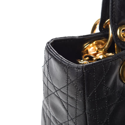 Christian Dior Lambskin Cannage Medium Lady Dior Black 18 of 21