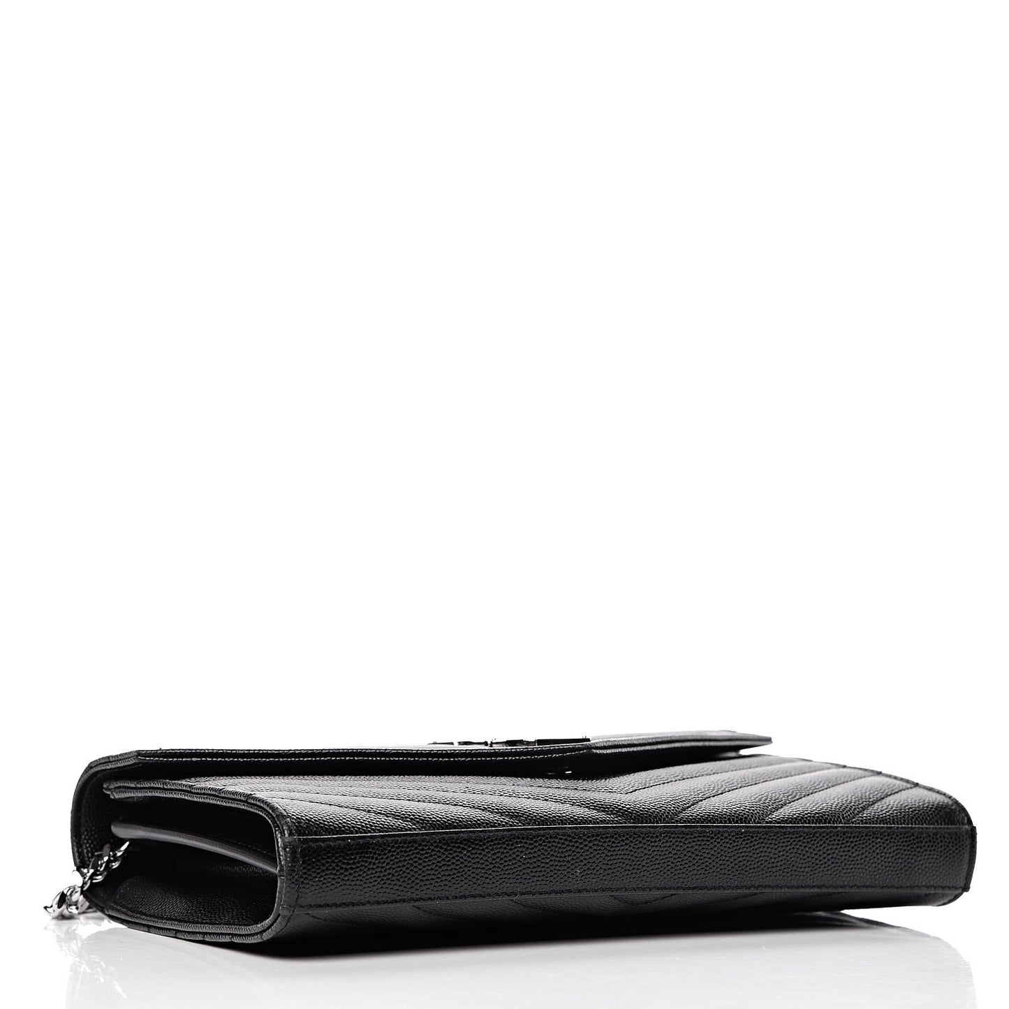 Grain De Poudre Matelasse Chevron Monogram Chain Wallet Black