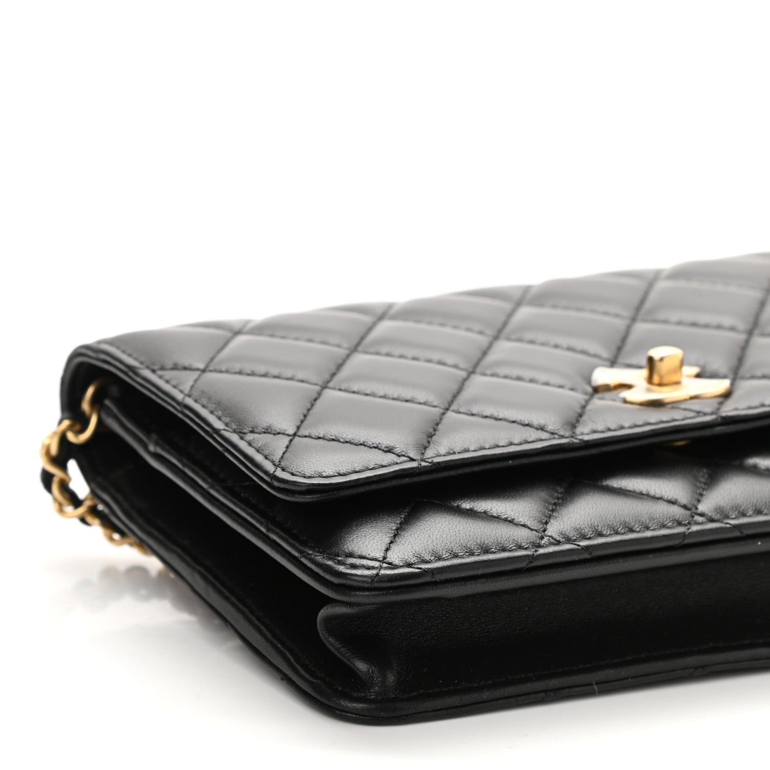 Chanel Lambskin Quilted CC Pearl Crush Wallet on Chain WOC Black 9 of 11