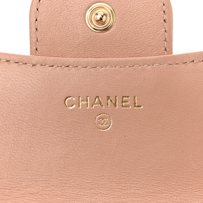 Chanel Lambskin Quilted Top Handle Flap Coin Purse With Chain Beige 6 of 13