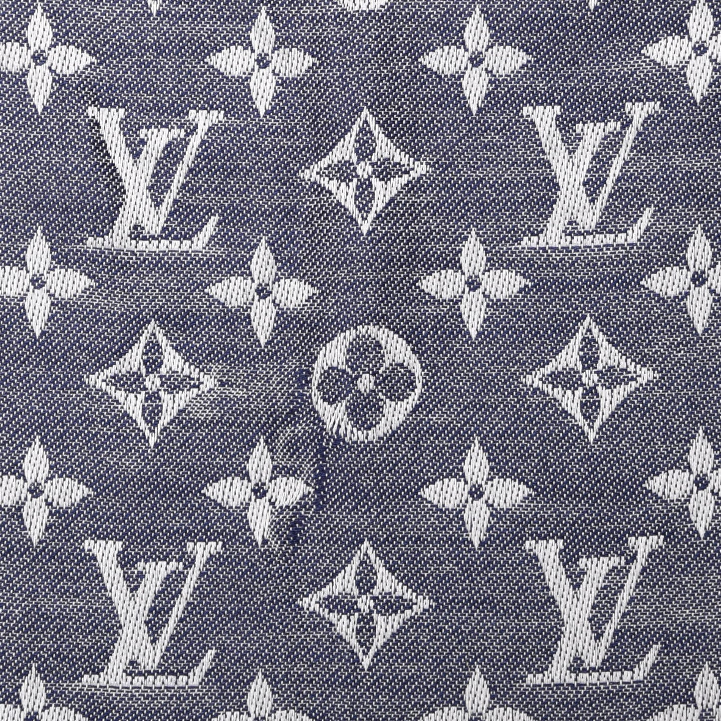Wool Silk Monogram Denim Shawl Blue