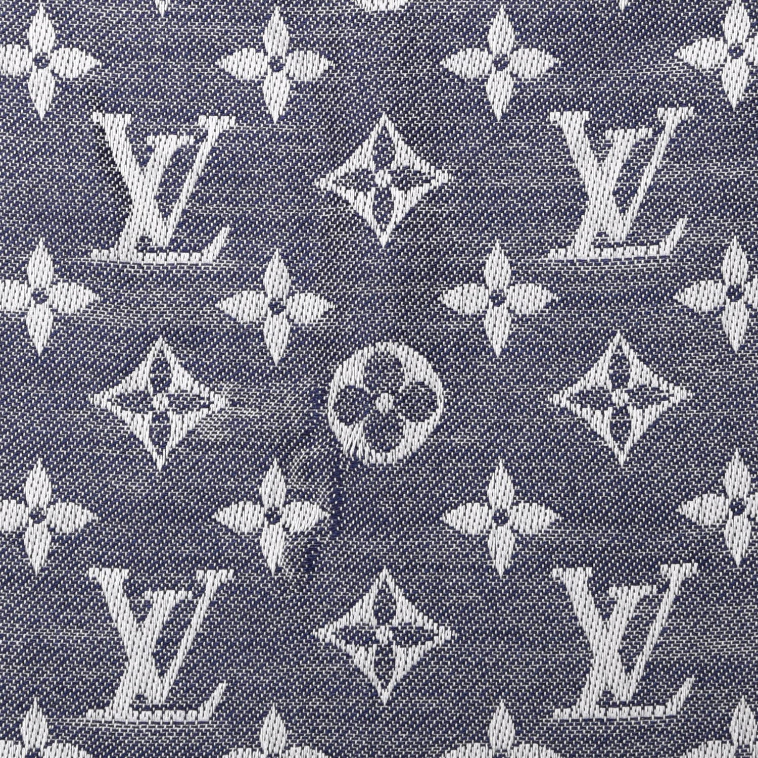 Louis Vuitton Wool Silk Monogram Denim Shawl Blue 2 of 5