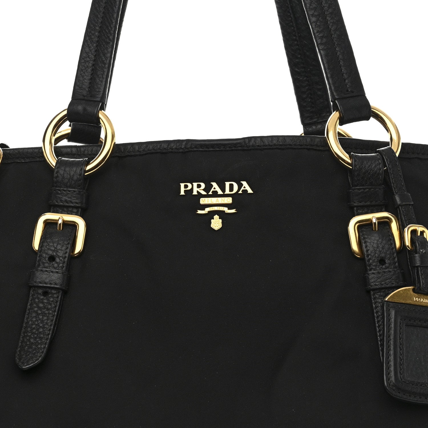 Prada Tessuto Nylon Vitello Daino Tote Black 7 of 13