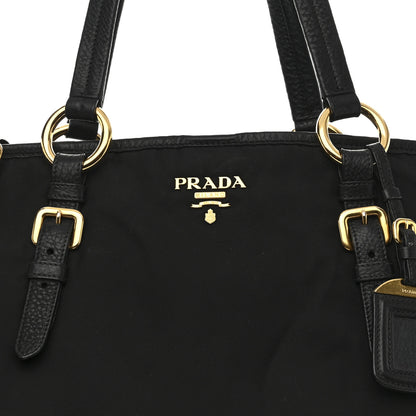 Prada Tessuto Nylon Vitello Daino Tote Black 7 of 13