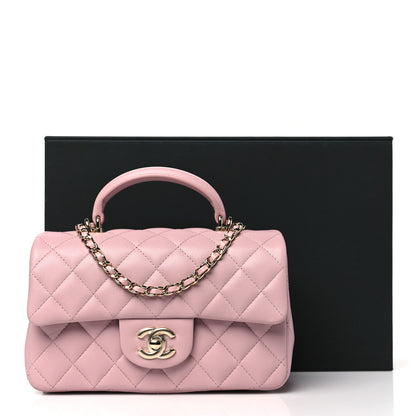 Chanel Lambskin Quilted Mini Top Handle Rectangular Flap Light Pink 11 of 11