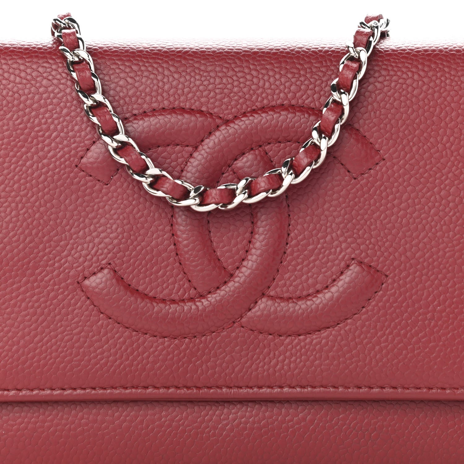 Chanel Caviar Timeless CC Wallet on Chain WOC Dark Red 9 of 12
