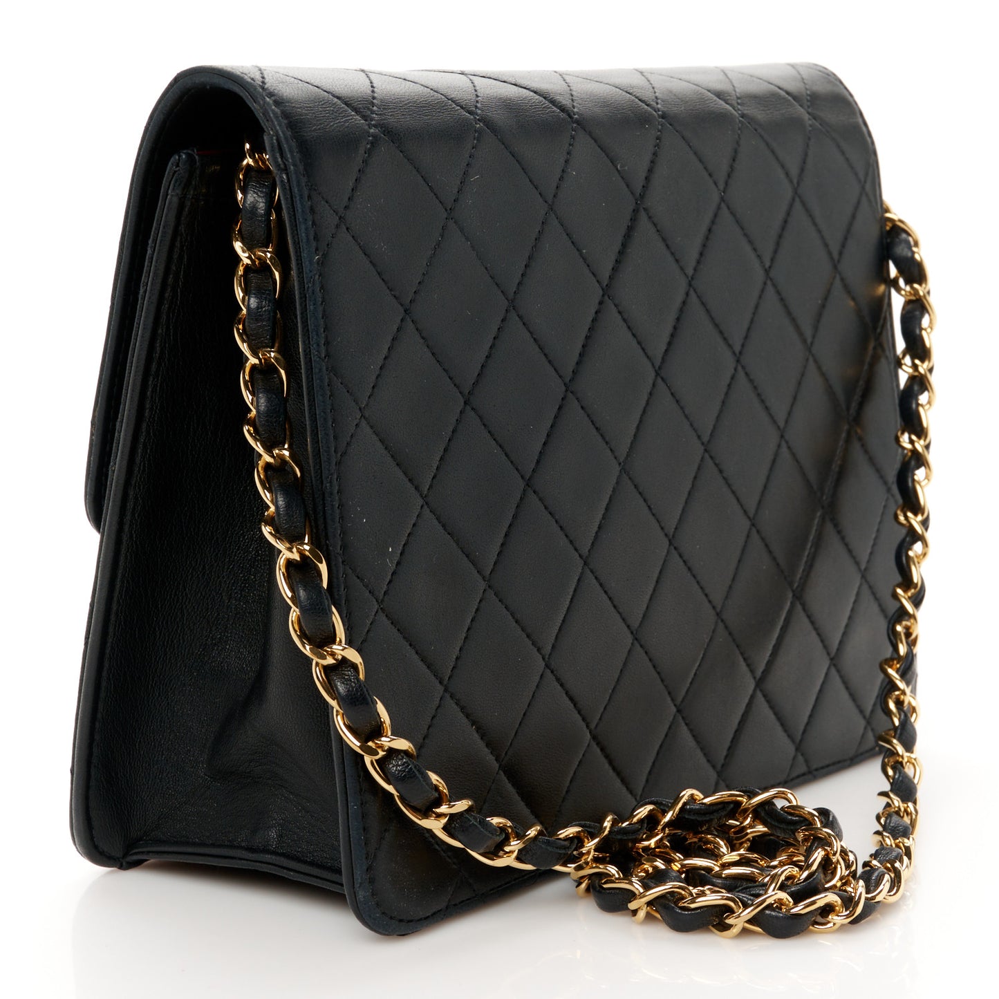 Lambskin Quilted Small Single Flap Black
