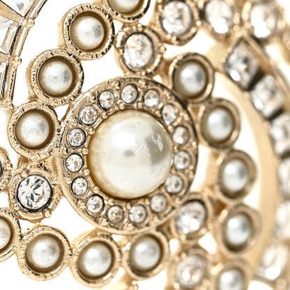Chanel Pearl Crystal Lace Camellia Earrings Gold 5 of 5