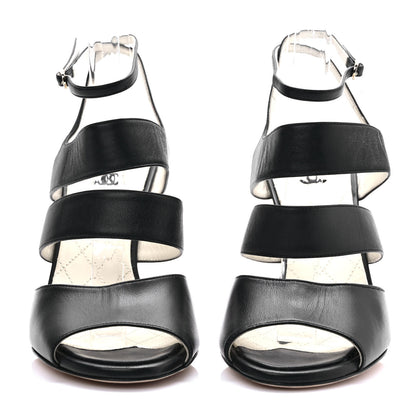 Chanel Lambskin CC Strappy Sandal 38.5 Black 2 of 10