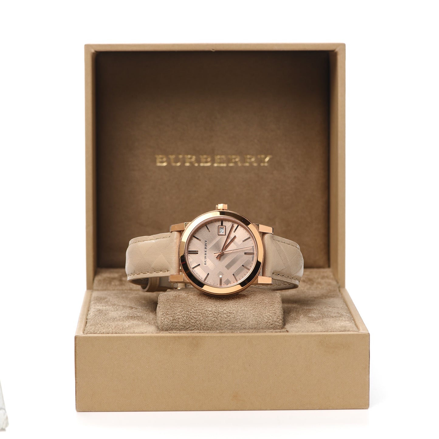 Stainless Steel Calfskin 34mm The City Quartz Watch Beige BU9154
