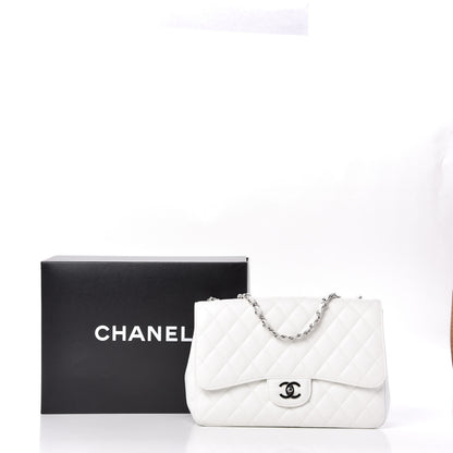 Chanel Caviar Quilted Jumbo Single Flap White 15 of 15