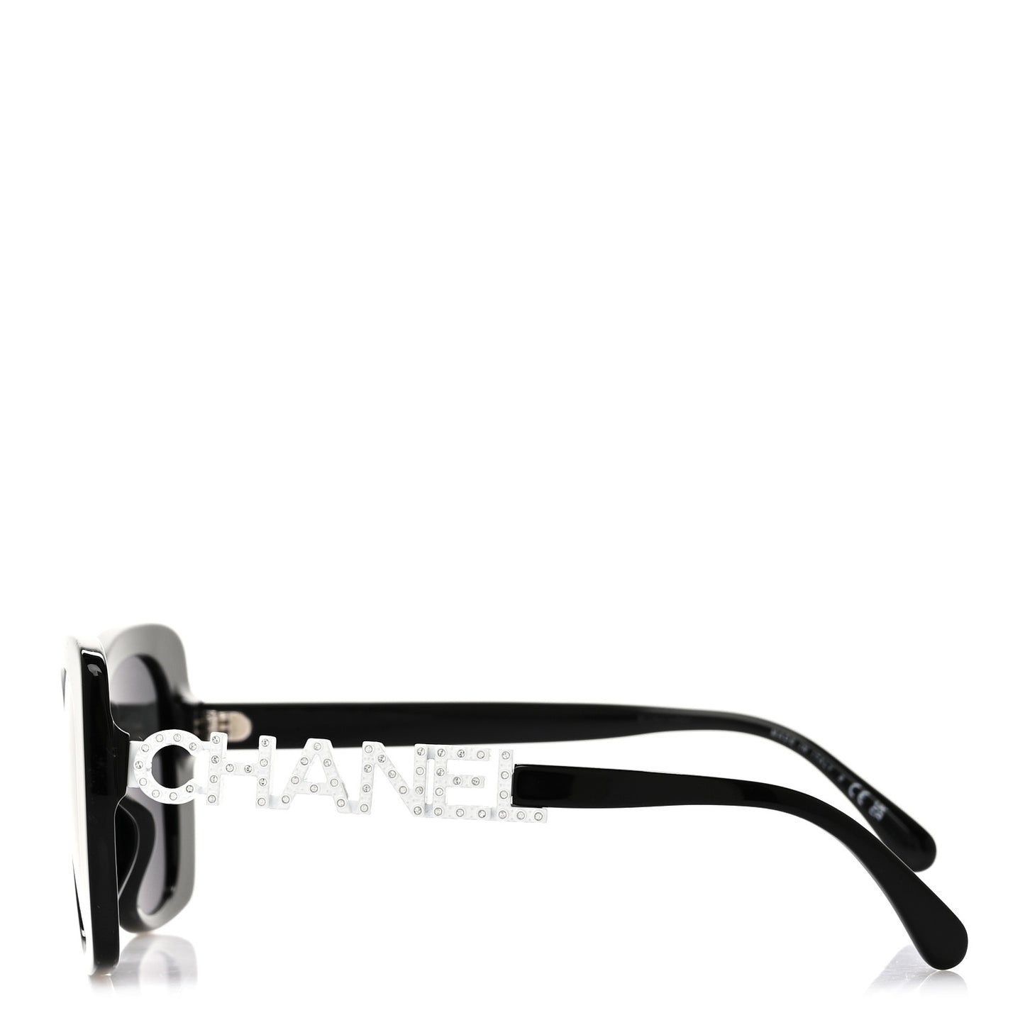 Acetate Strass Square Sunglasses 5422-B-A Black White