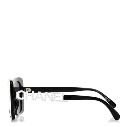 Chanel Acetate Strass Square Sunglasses 5422-B-A Black White 3 of 7