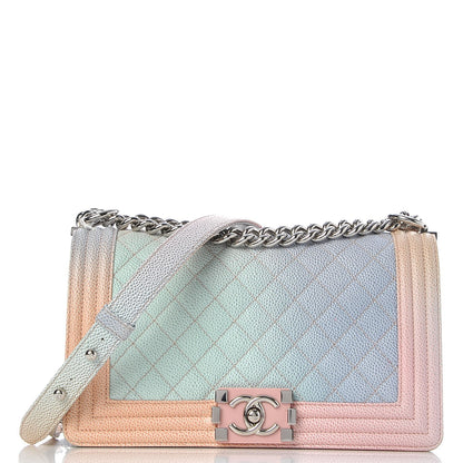 Chanel Caviar Quilted Medium Rainbow Boy Flap Pink Multicolor 1 of 10