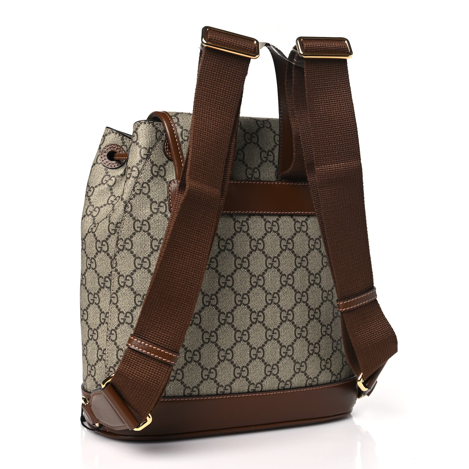 Gucci GG Supreme Monogram Azalea Calfskin Retro Interlocking G Buckle Backpack Beige Ebony Brown Sugar 3 of 10