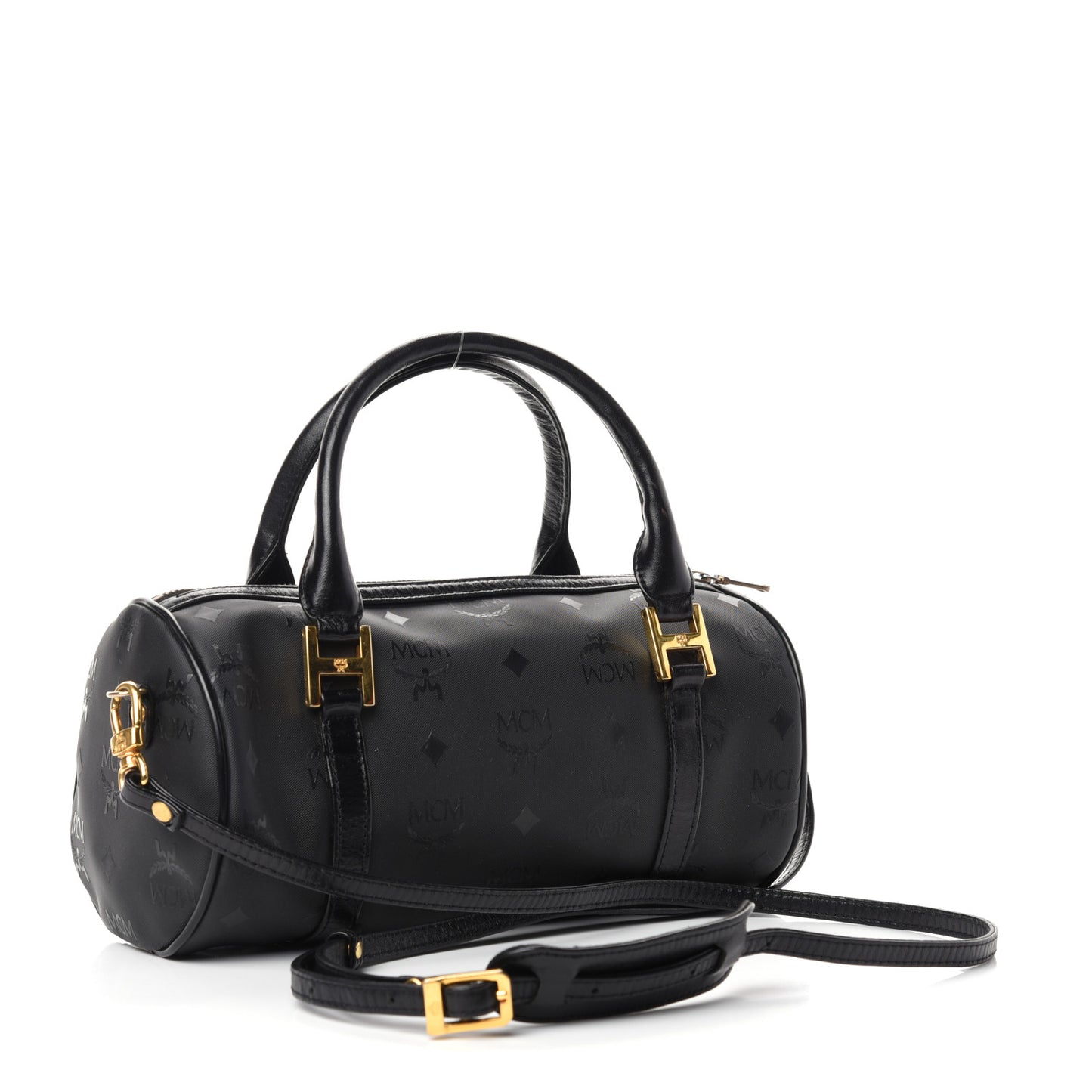Nylon Monogram Barrel Crossbody Bag Black