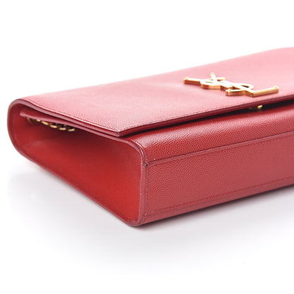Saint Laurent Grain De Poudre Medium Monogram Kate Satchel Red 8 of 9