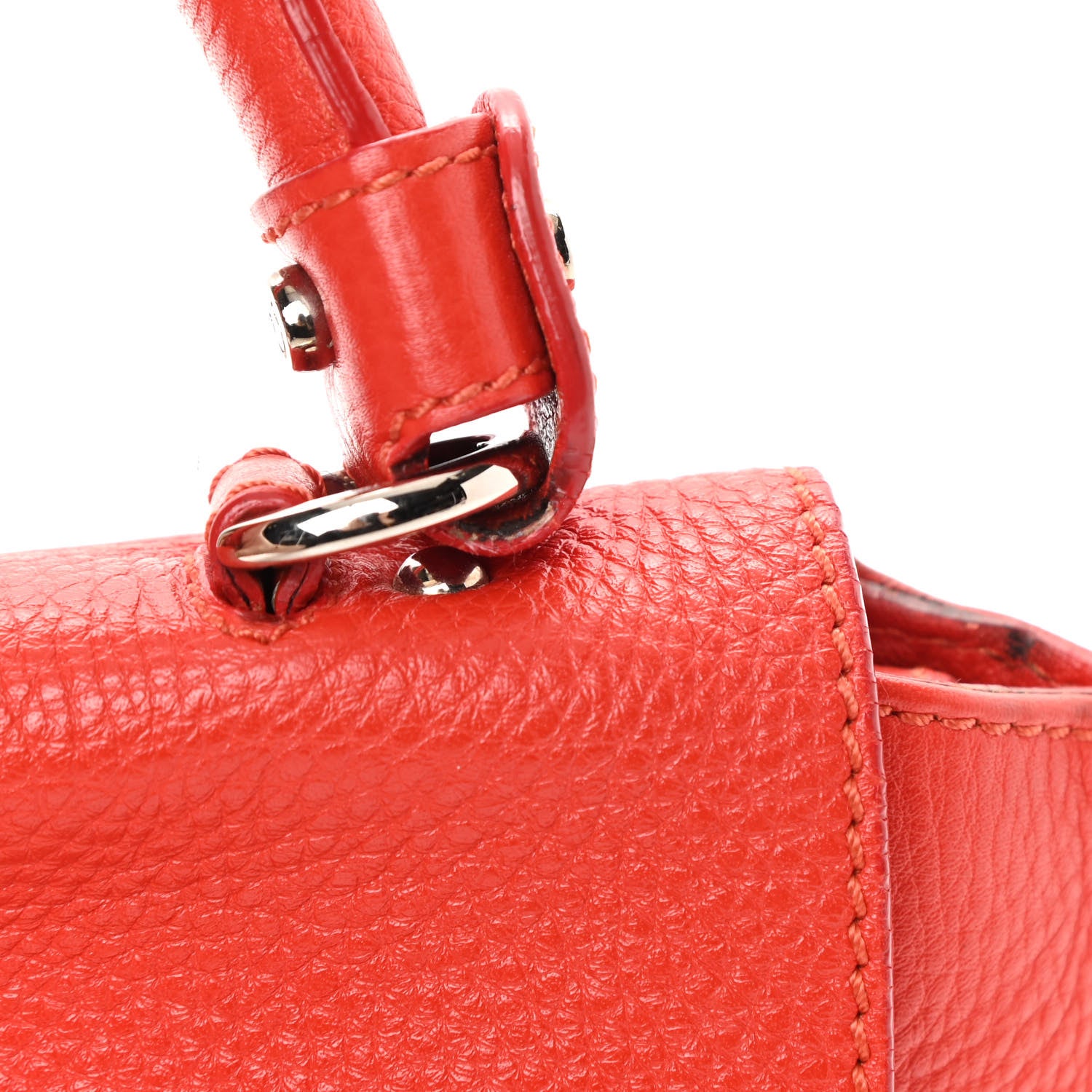 Salvatore Ferragamo Grained Calfskin Sofia Satchel Red 16 of 18