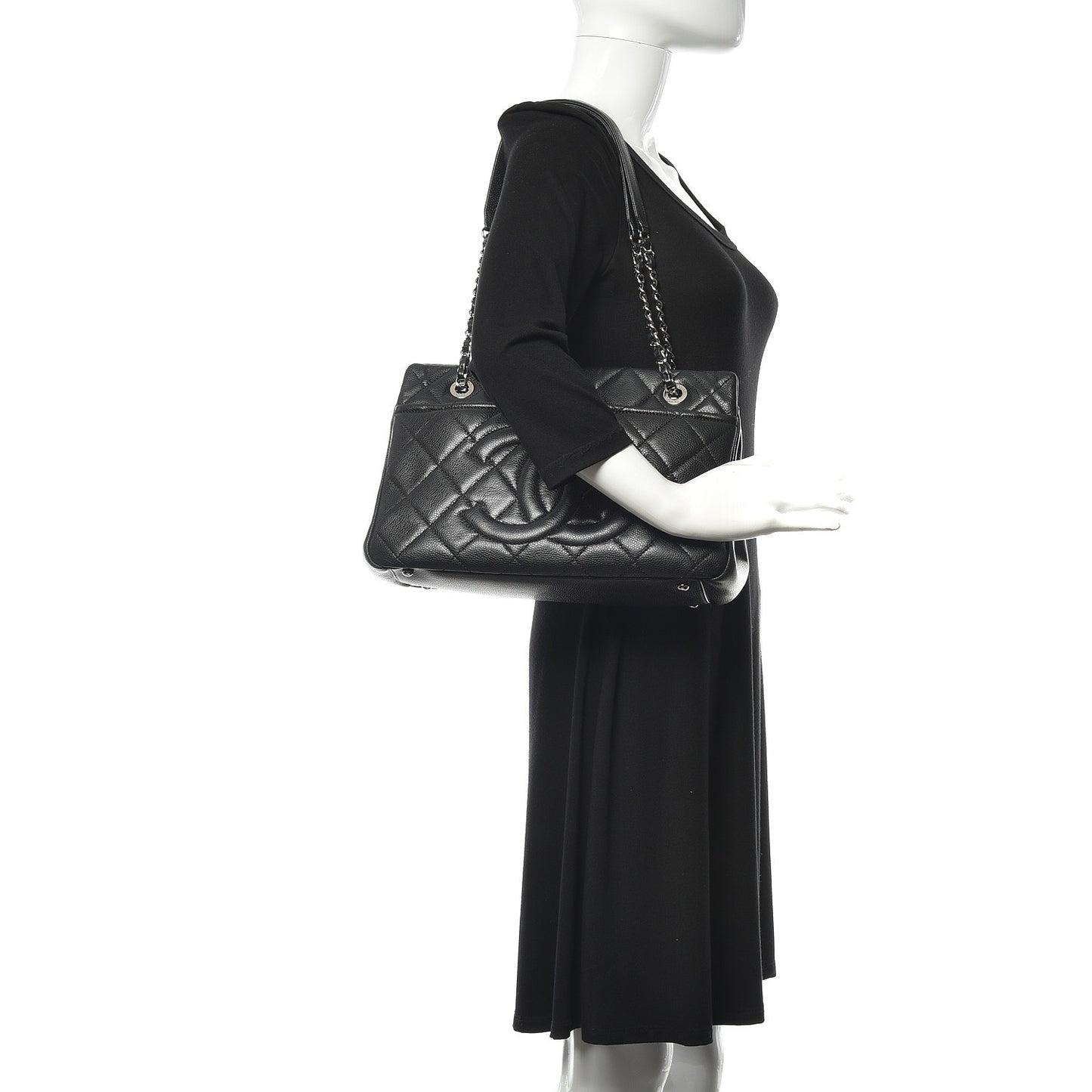 Caviar Quilted Timeless CC Soft Tote Black