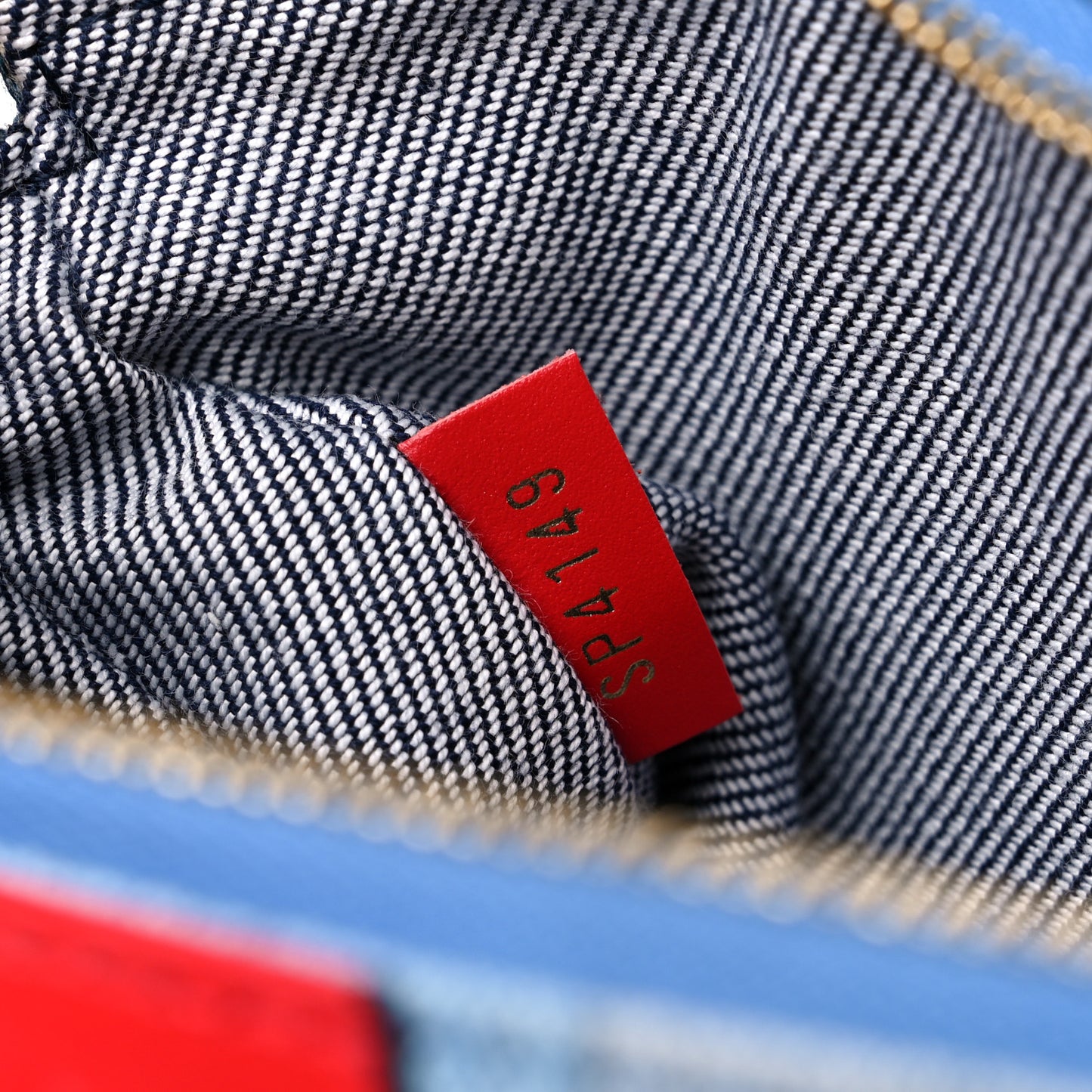 Denim Damier Monogram Patchwork Multi Pochette Accessories Blue Rouge