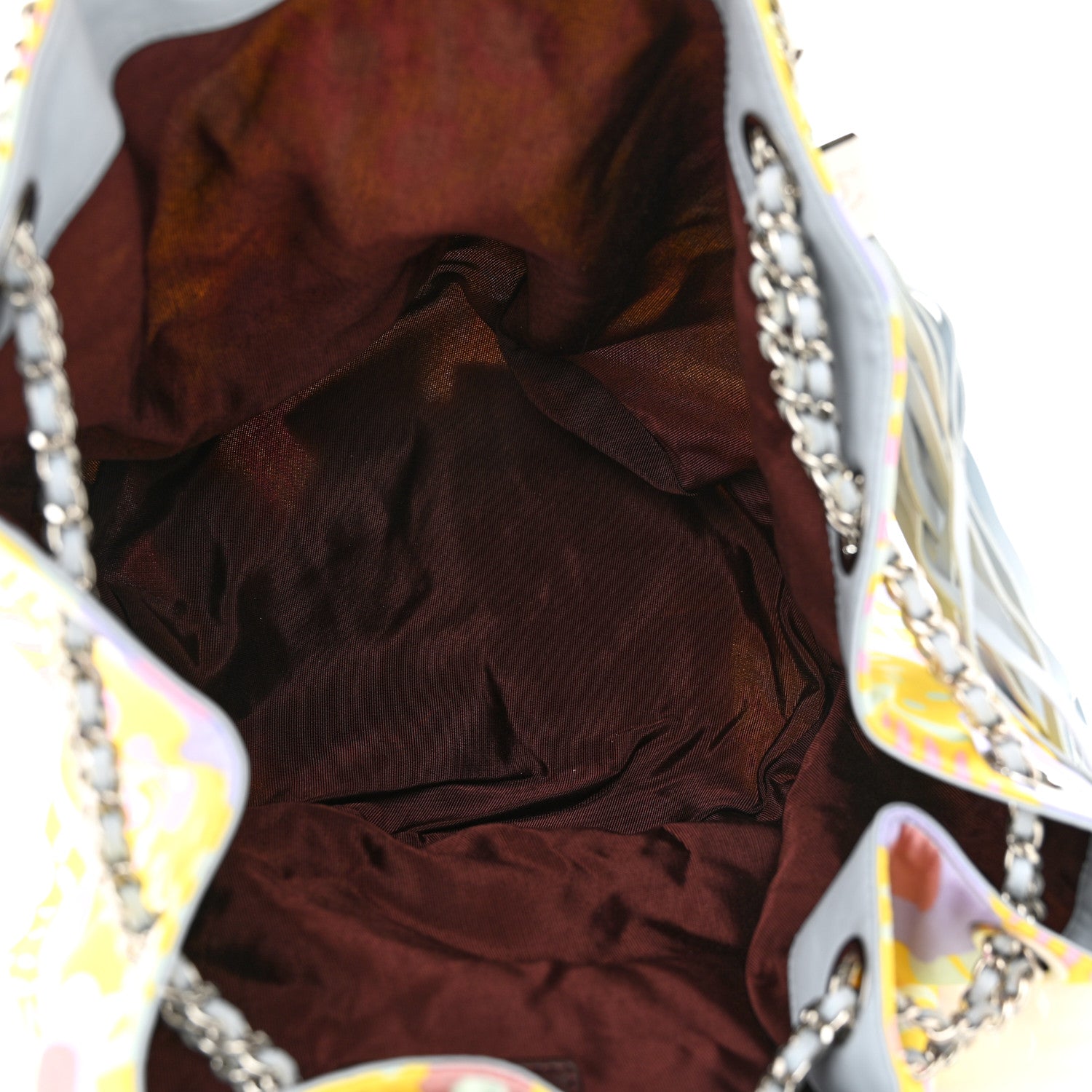 Chanel Satin Floral Printed Sac Cordon Yellow 5 of 11