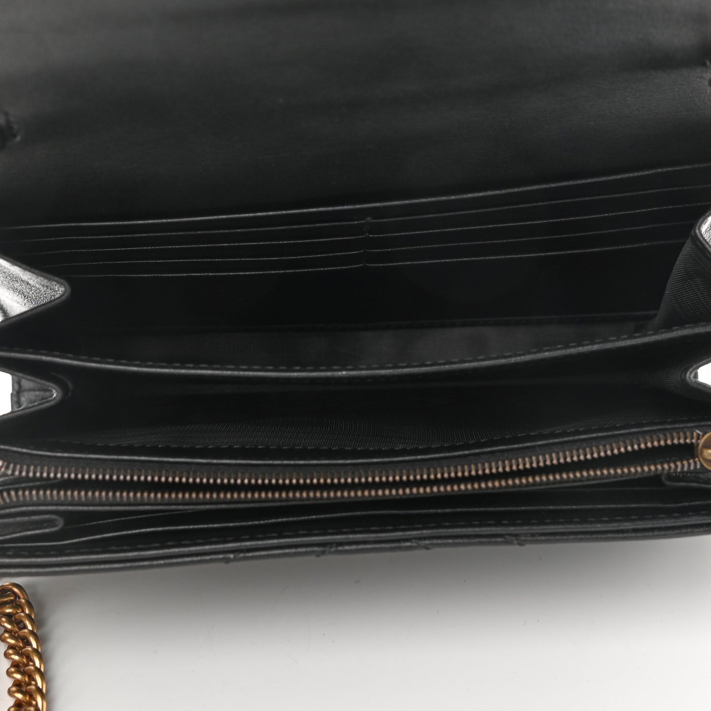 Calfskin Matelasse GG Marmont Chain Wallet Black
