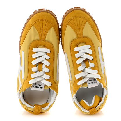 Hermes Suede Goatskin Jet Sneakers 38.5 Jaune Sesame White 2 of 9