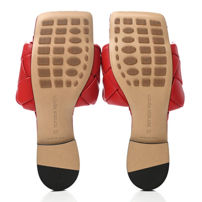 Bottega Veneta Nappa Maxi Intrecciato Lido Flat Sandals 37 Bright Red 5 of 7