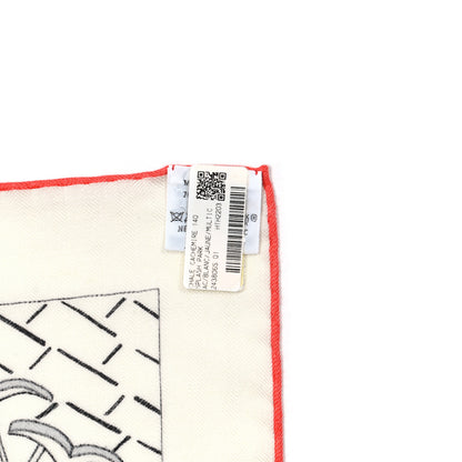 Hermes Cashmere Silk Splash Park Shawl 140 White Jaune Multicolor 9 of 9