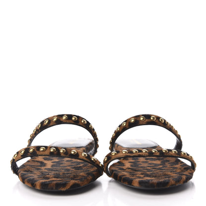 Saint Laurent Calf Hair Embellished Kiki Sandals 38.5 Leopard 3 of 8