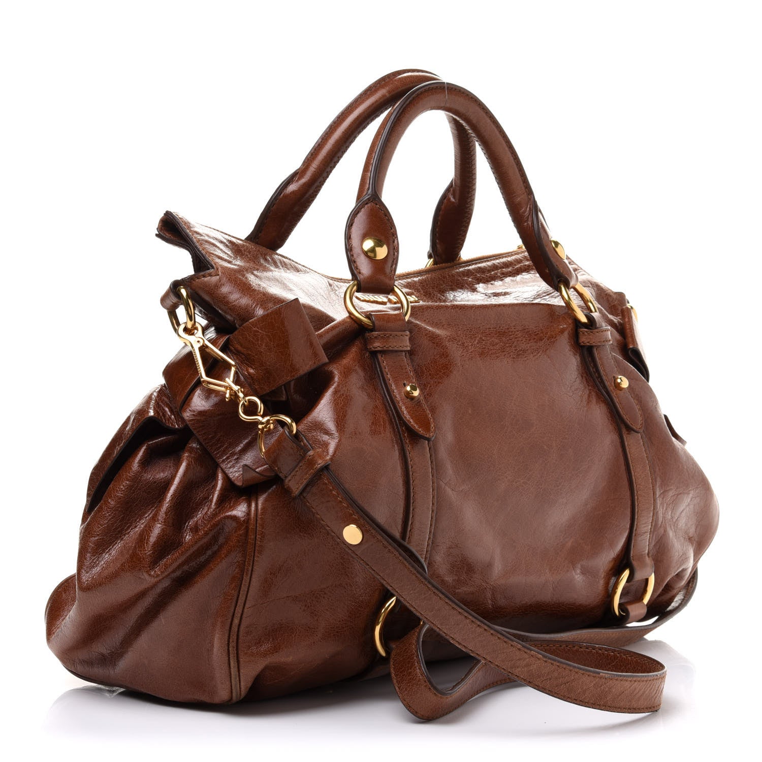 Miu Miu Vitello Lux Medium Bow Bag Palissandro 3 of 16