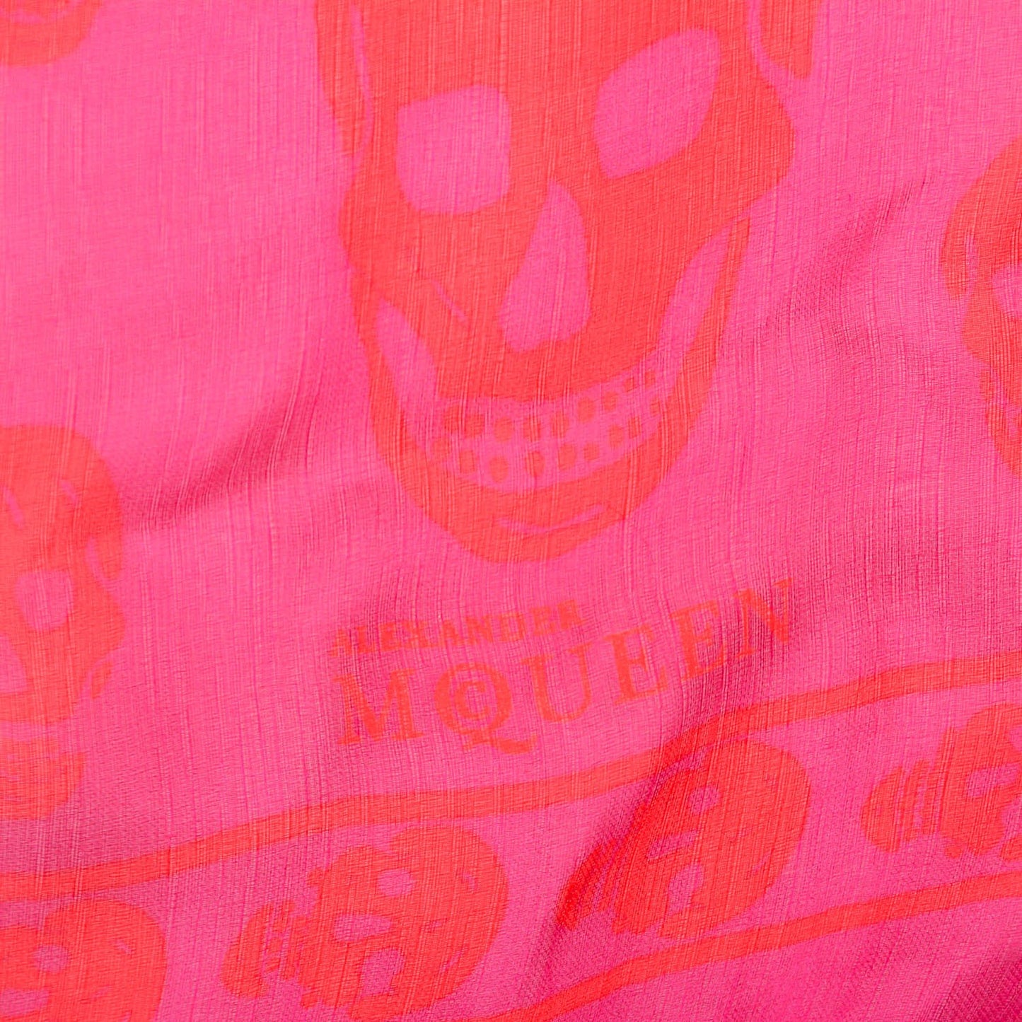 Silk Chiffon Skull Scarf Pink Orange