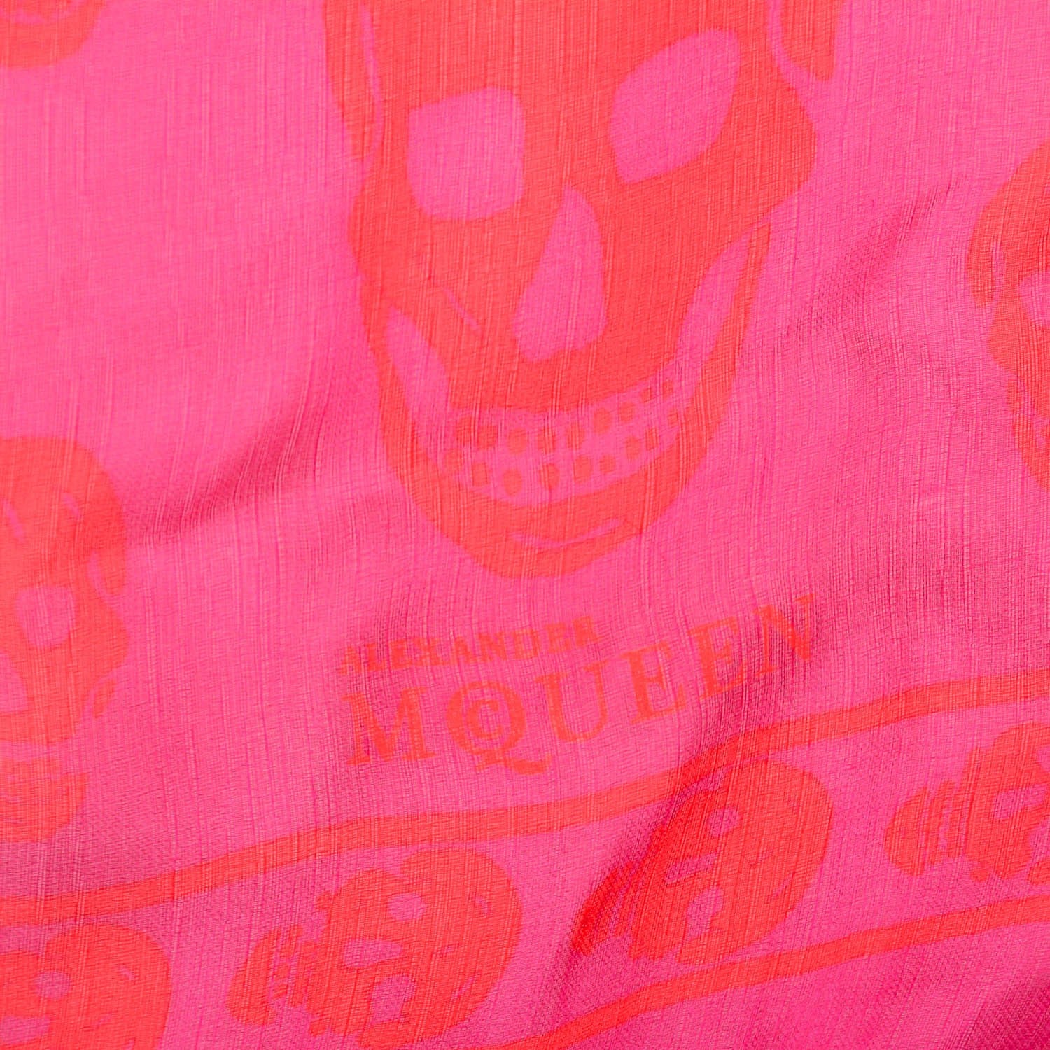 Alexander McQueen Silk Chiffon Skull Scarf Pink Orange 5 of 8
