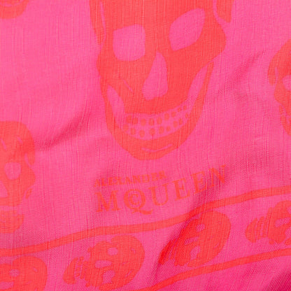 Alexander McQueen Silk Chiffon Skull Scarf Pink Orange 5 of 8