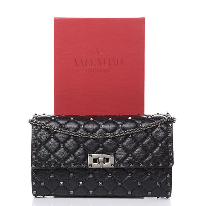 Valentino Garavani Craquele Nappa Rockstud Spike Wallet on Chain Black 12 of 12
