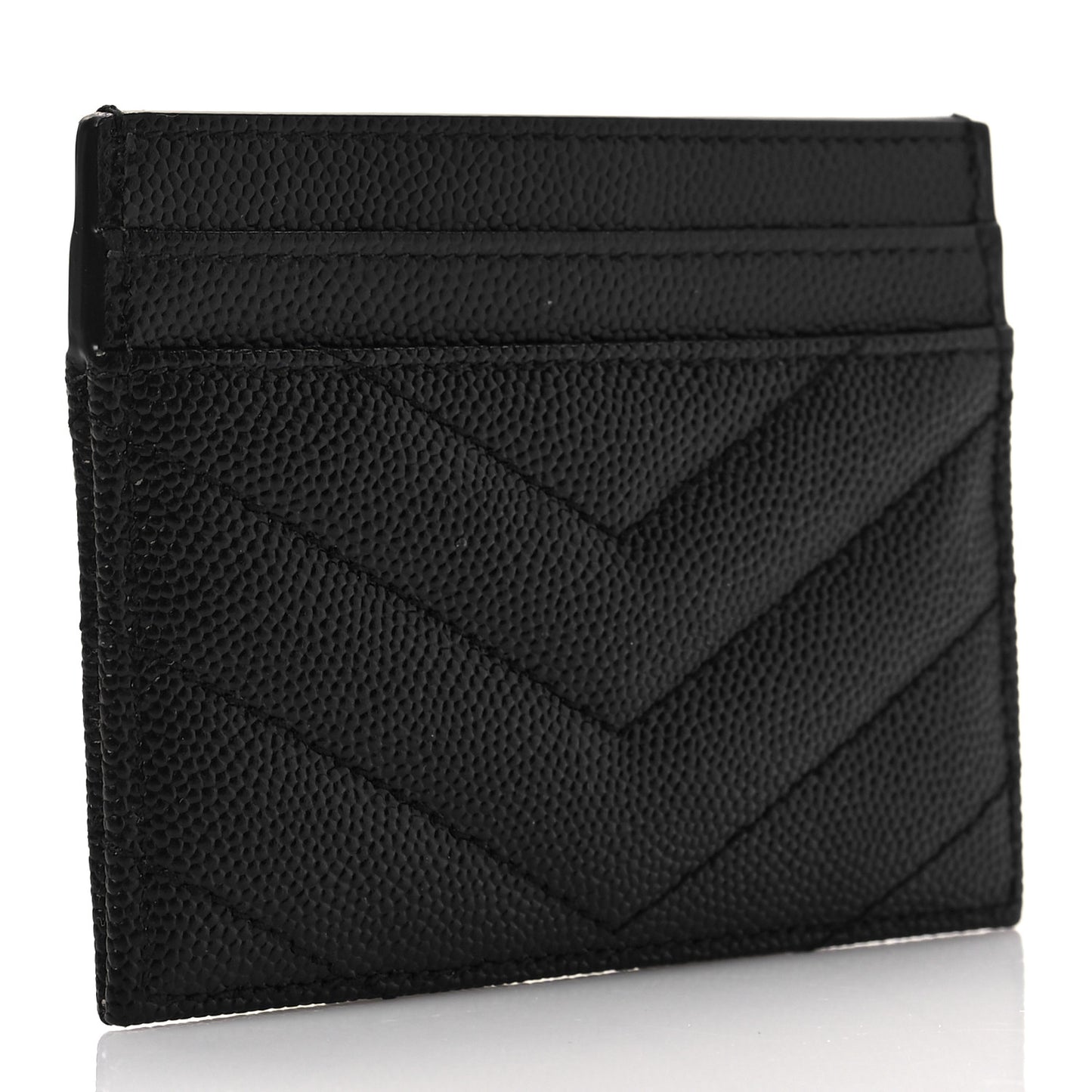 Grain De Poudre Matelasse Chevron Monogram Credit Card Case Black