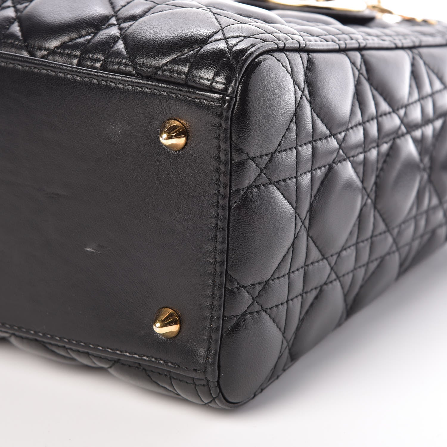 Christian Dior Lambskin Cannage Medium Lady Dior Black 10 of 17