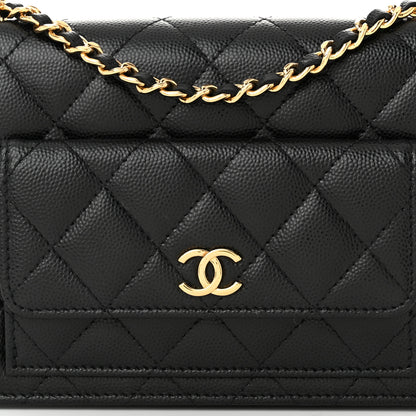 Chanel Caviar Quilted Pocket Clutch With Chain WOC Black 9 of 13