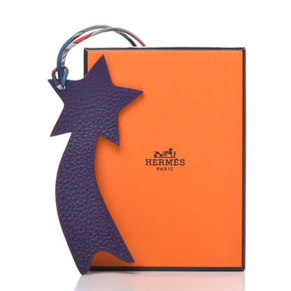 Hermes Togo Grain d'H Petit H Shooting Star Bag Charm Bleu De Galice Iris 7 of 7