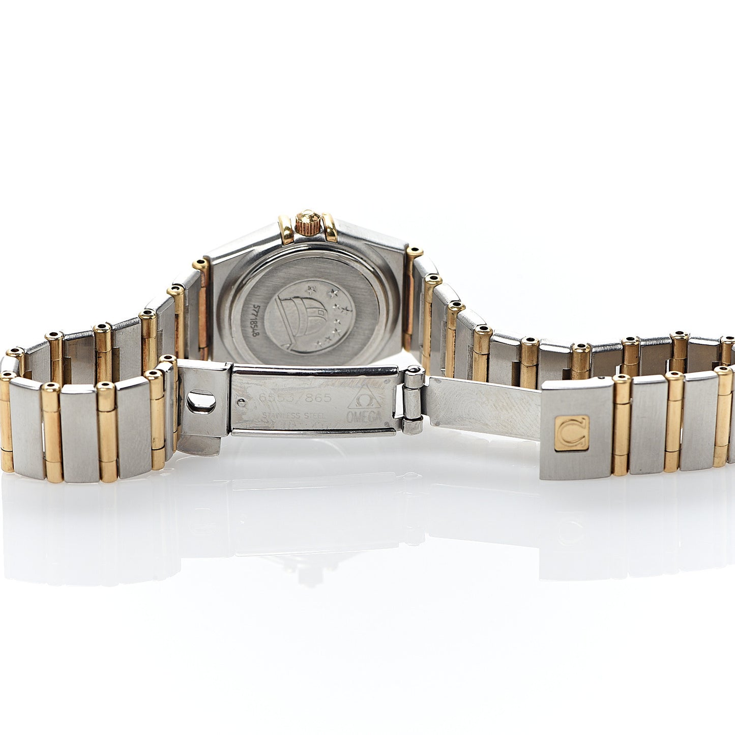 Stainless Steel 18K Yellow Gold Diamond Bezel Mother of Pearl 22mm Constellation Quartz Watch 1267.75.00