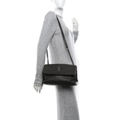 Saint Laurent Calfskin Crocodile Embossed Medium West Hollywood Monogram Fold-Over Earth 2 of 10