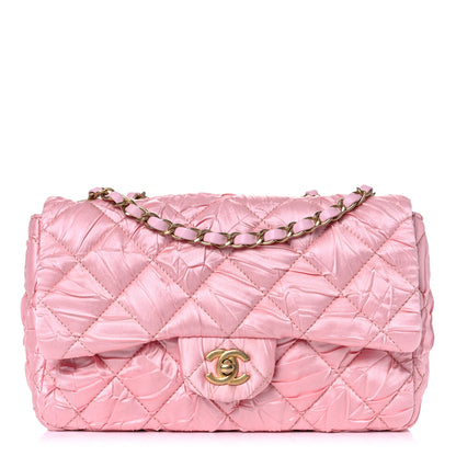 Chanel Satin Quilted Pleated Medium Single Flap Pink 1 of 10